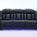 Zeus 3 Seater Leather Electric Recliner Sofa | Luxury Home Cinema Couch with Bluetooth Speakers, LED Lights &amp; USB Charging