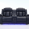 Zeus 2 Seater Leather Electric Recliner Sofa | Luxury Home Cinema Couch with Bluetooth Speakers, LED Lights & USB Charging