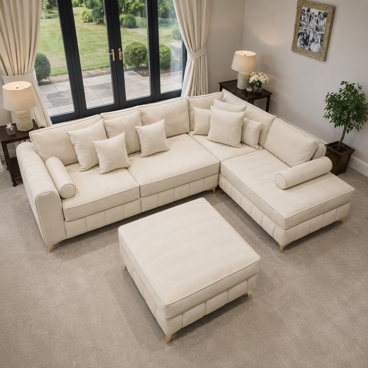 lilly corner sofa with free footstool with modern living room furniture 