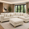 lilly cream corner sofa with free Footstool - L shaped sofa in a modern living room