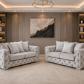 Paris Chesterfield 3+2 Sofa Set – Luxury Tufted Fabric Sofa Suite – Classic Chesterfield 3 and 2 Seater Living Room Set
