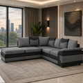 Dino Corner Sofa – Grey & Black Left Hand Side Foam Filled Sofa - Large Dino Corner Sofa