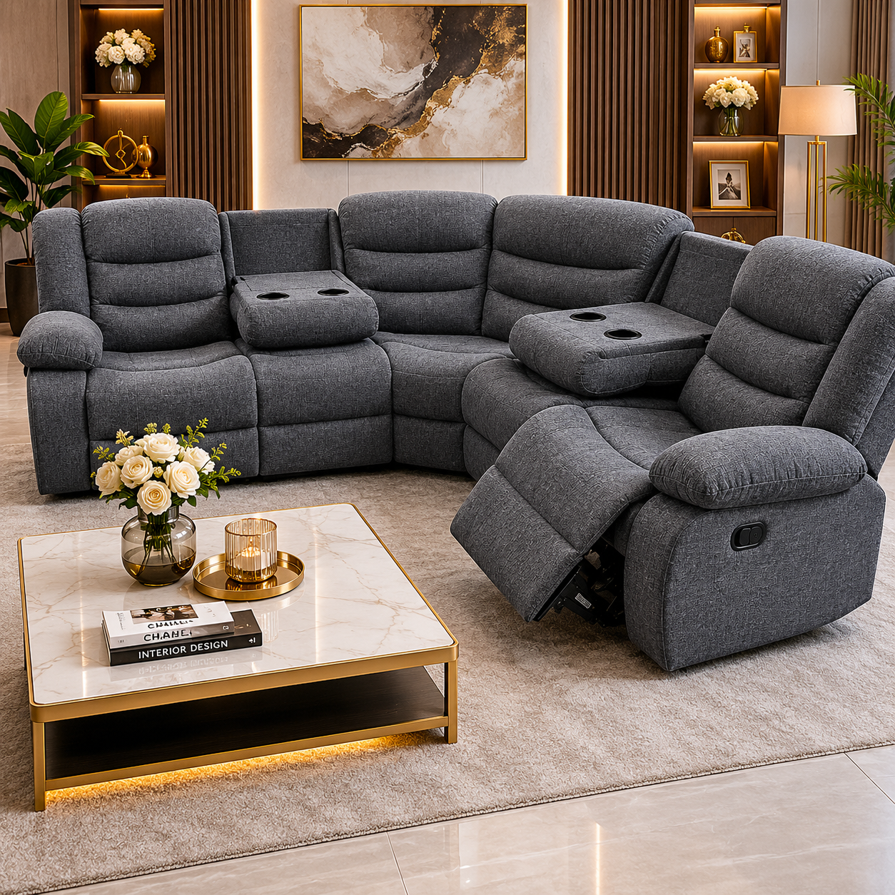 Roma Fabric Corner Sofa – Grey Fabric Corner Suite (230 cm x 230 cm)