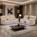 Geneva Pro Fabric Electric Recliner Sofa 3+2 Seater Sofa Set (Beige)