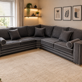 Lilly Black Corner Sofa with White Trims The Sofas Studio Corner Sofa
