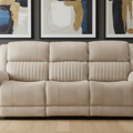 Geneva Pro Fabric Electric Recliner Sofa 3 Seater Set (Beige) | Luxury Electric Recliner Sofa with Bluetooth Speakers, Cooling Cup Holders, LED Ambient Lighting, USB Charging Ports