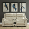 Geneva Pro Fabric Electric Recliner Sofa 2 Seater Set (Beige) | Luxury Electric Recliner Sofa with Bluetooth Speakers, Cooling Cup Holders, LED Ambient Lighting, USB Charging Ports
