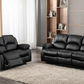 Milano 3+2 Black Recliner Sofa Set - Luxury Black Recliner Sofa Suite with Cinema Style Cup Holders