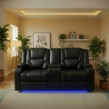 Orlando Leather Electric Recliners 2 Seater Sofa With Cupholders - LED Lights/Wireless Charging/USB Charging Ports/Storage