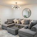 Lilly U Shape Sofa with Free Glass Coffee Table | Modern Velvet U Shaped Sofa with White Trims, Deep Cushioned Seating | Modern Living Room Furniture