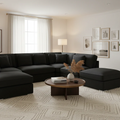 Black Luxury Fabric U Shape Sofa for Living Room for Large families