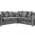 Olympia Grey Velvet Corner Sofa – Modern & Luxury Living Room Sofa - Fabric Couch for Stylish Living Rooms
