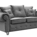 Olympia Grey Velvet 2 Seater Sofa – Luxury Fabric Couch | Modern Compact Sofa UK
