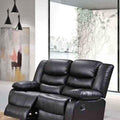 2 Seater Black Leather Recliner Sofa - No Cup Holders