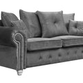 Olympia Grey Velvet 3 Seater Sofa – Luxury Fabric Couch | Modern Living Room Sofa UK