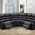 Corner Leather Recliner Sofa – Black Bonded Leather Corner Suite (230 cm x 230 cm)