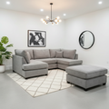 Carnaby Fabric U Shape High Back Corner Sofa + Footstool