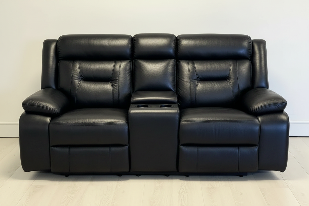 Nova Leather Electric Recliner - 2 Seater Sofa with USB Ports & Cup Holders
