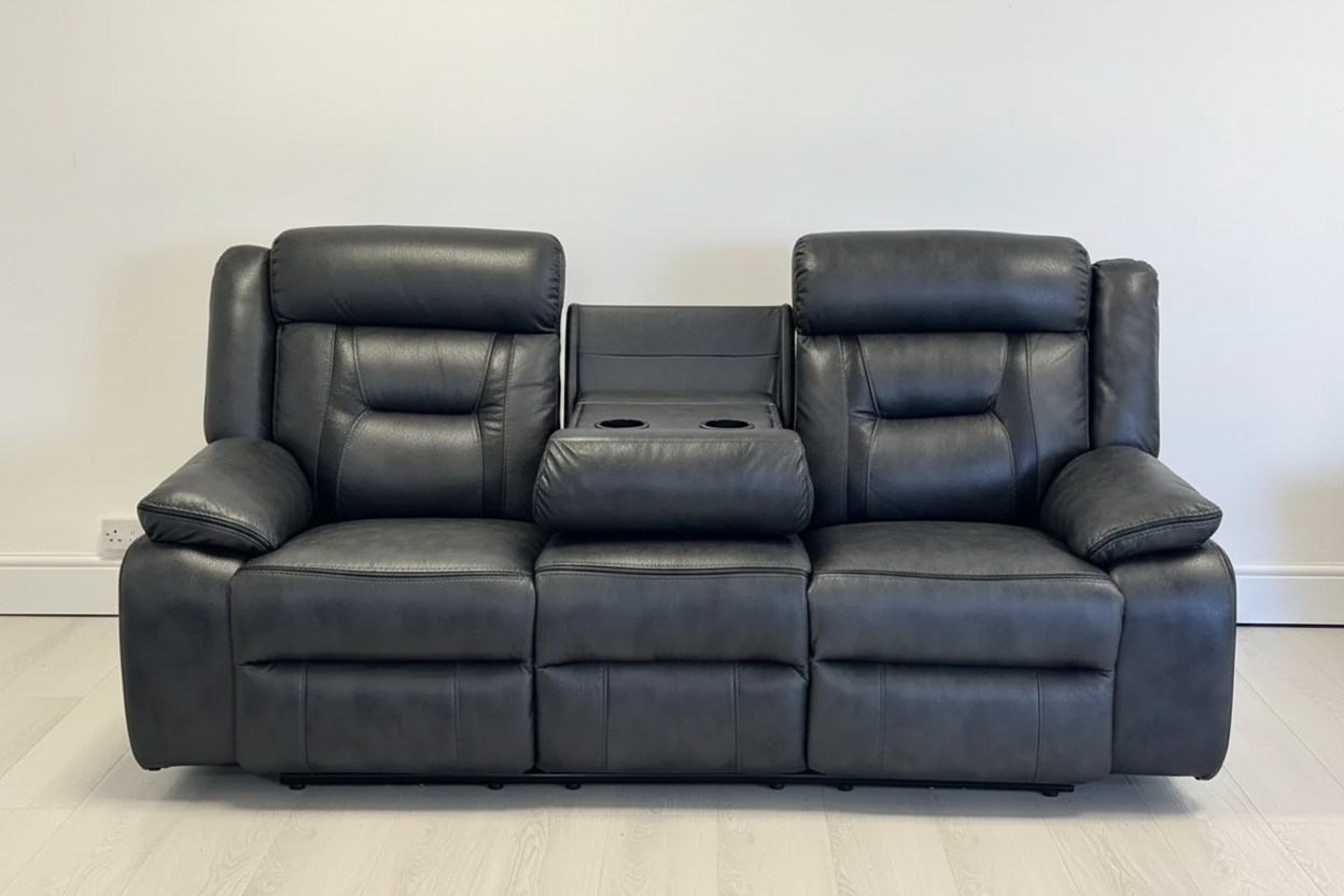 Nova Leather Electric Recliner - 3 Seater Sofa with USB Ports & Cup Holders