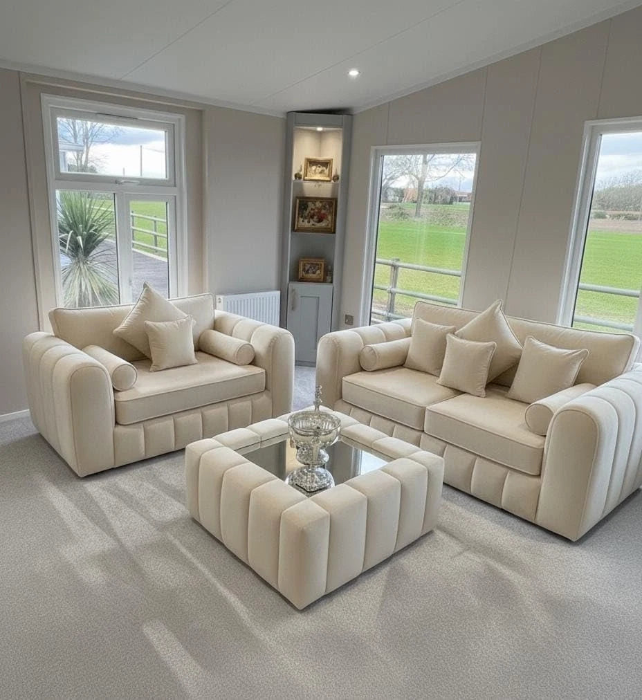 Lilly Fabric Sofa Set 3 + 2 Seater with Free Coffee Table | Modern Living Room