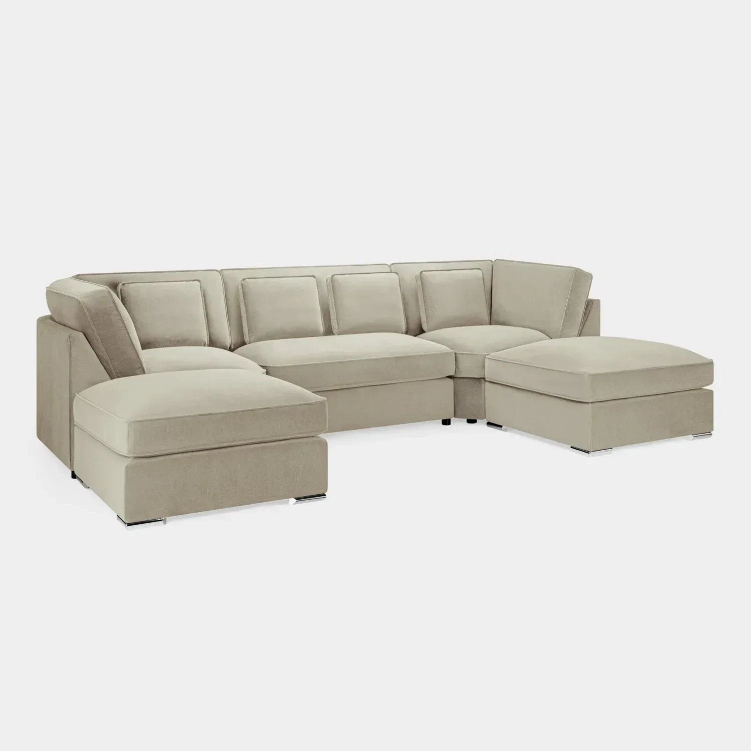 Belgravia Beige U Shape Corner Sofa | Large Fabric U Shaped Sofa Suite