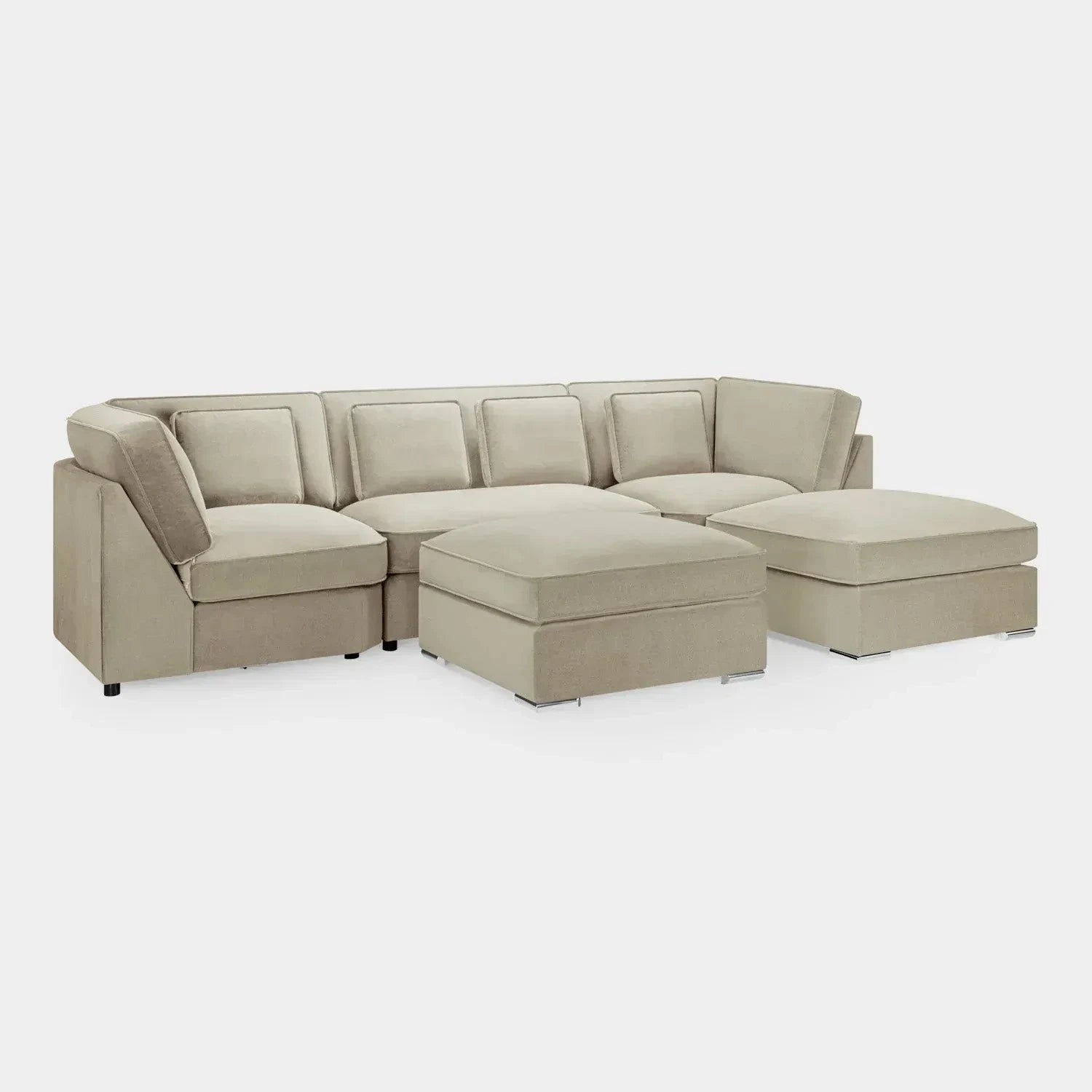 Belgravia Beige U Shape Corner Sofa | Large Fabric U Shaped Sofa Suite