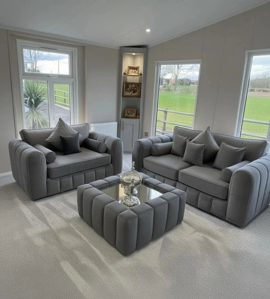 Lilly Fabric Sofa Set 3 + 2 Seater with Free Coffee Table | Modern Living Room