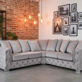 Paris Chesterfield Large Corner Sofa – Luxury Tufted Fabric Sofa – Classic Chesterfield Corner Couch for Living Room